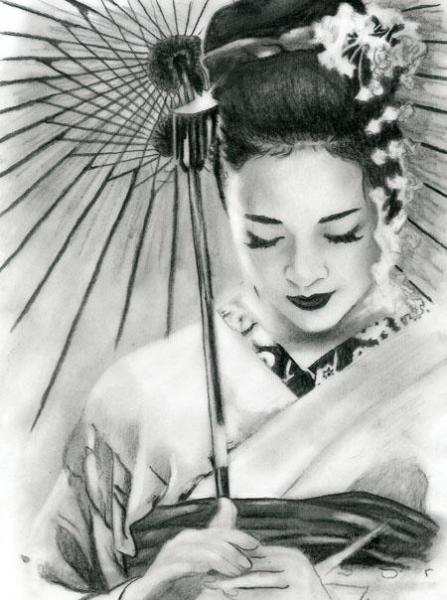 dessin mémoire d'une geisha
